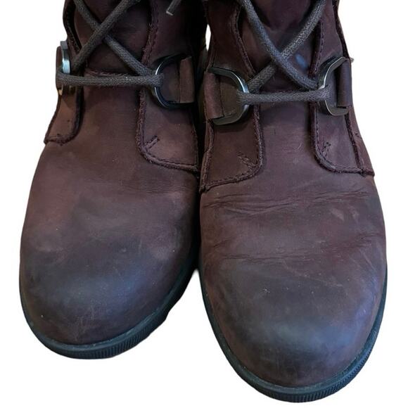 SOREL Joan of Artic Woman's Pull On Lace Up Suede Wedge Boots Sz 6 Cattail shoes - Picture 5 of 8